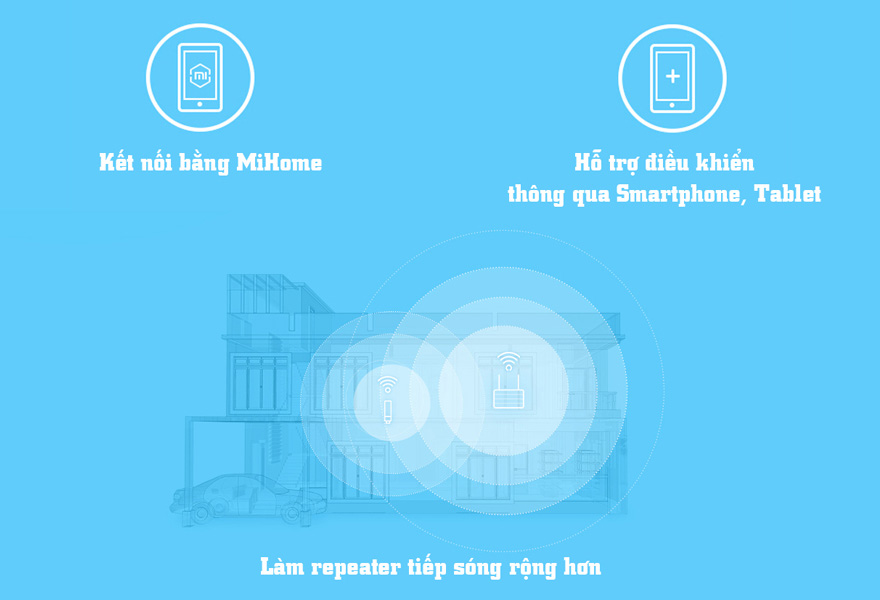 bo khuech dai song wifi xiaomi mi wifi repeater / amplifier: ket noi bang ung dung mihome