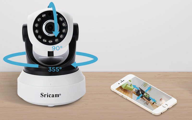 sricam sp017 - camera ip wifi thông minh, hỗ trợ thẻ nhớ 128gb - xoay