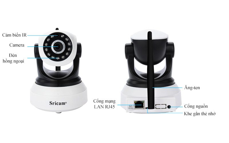 sricam sp017 - camera ip wifi thông minh, hỗ trợ thẻ nhớ 128gb - mặt sau