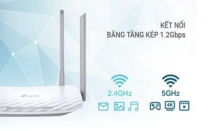 tp-link archer c50 - bộ phát wifi router băng tần kép ac1200 chính hãng, giá tốt - wifi 2 băng tầng